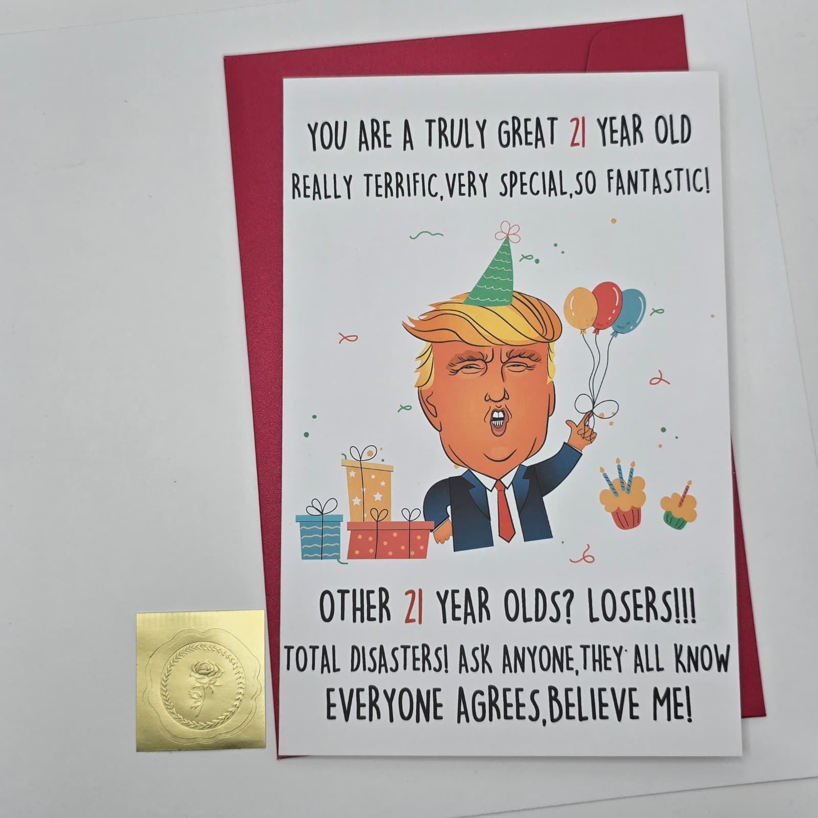 Funny Trump Greeting Card – Cartoon Design – Blank Inside – 18th Birthday - NEW! - Thumbnail 2