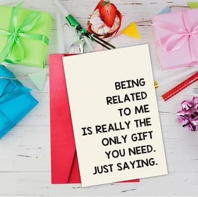 Humorous Funny Family Birthday Card - 8"x5.3" with Gold Seal - Thumbnail 7