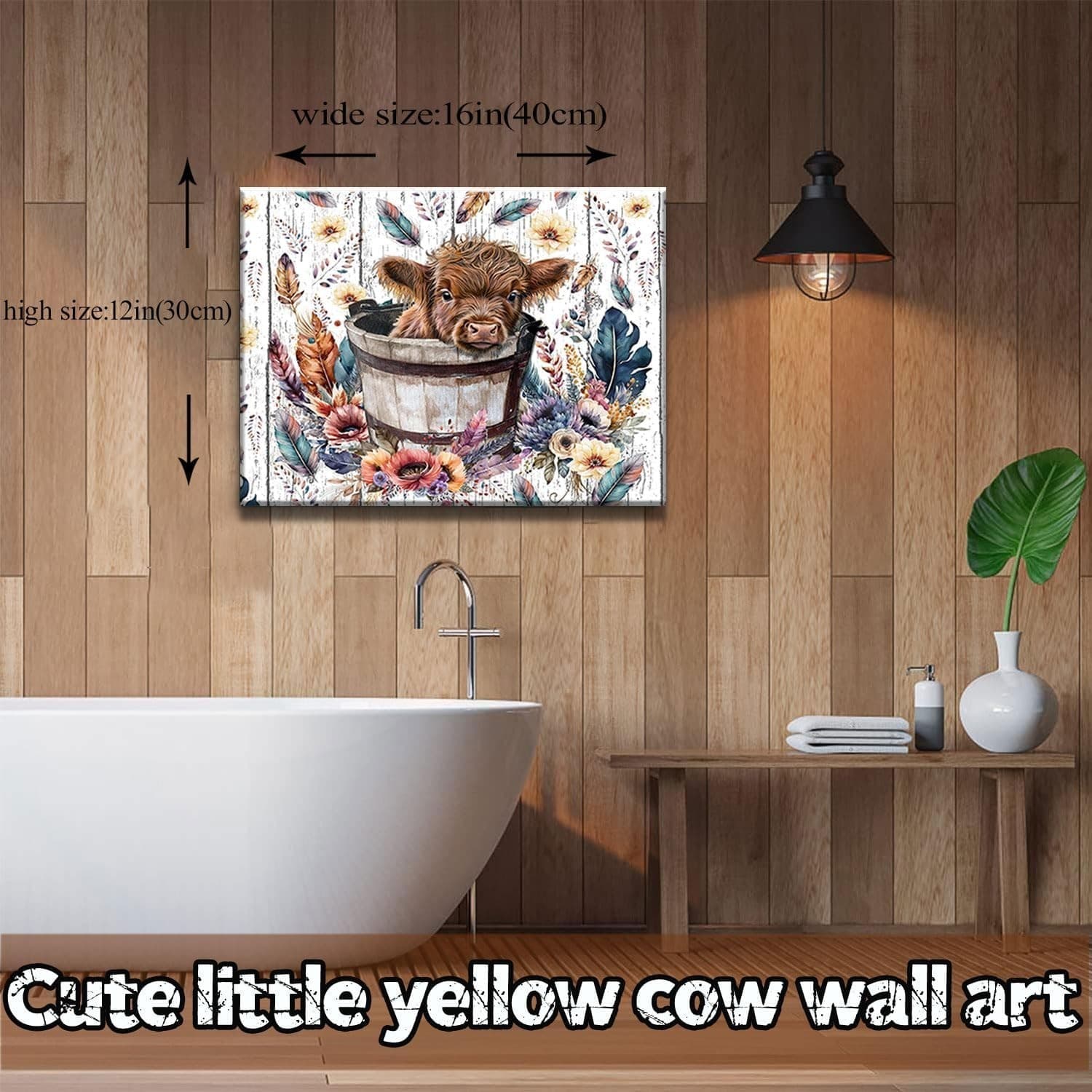 Highland Cow Baby Canvas Wall Art | Rustic Farmhouse Décor Unframed - Thumbnail 5