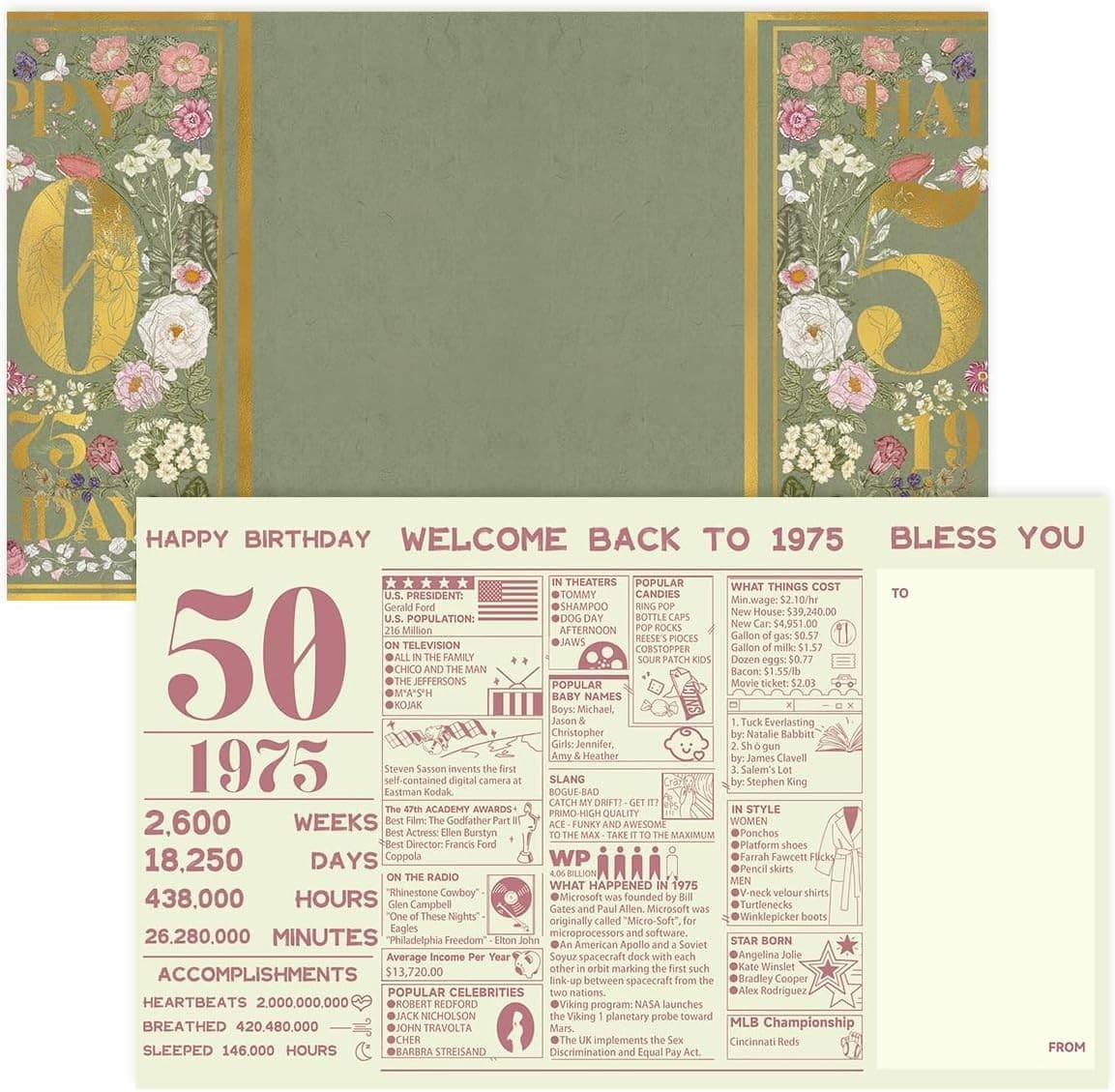 Large Happy 50th birthday card greeting card for 50 years old celebration cute - Thumbnail 2