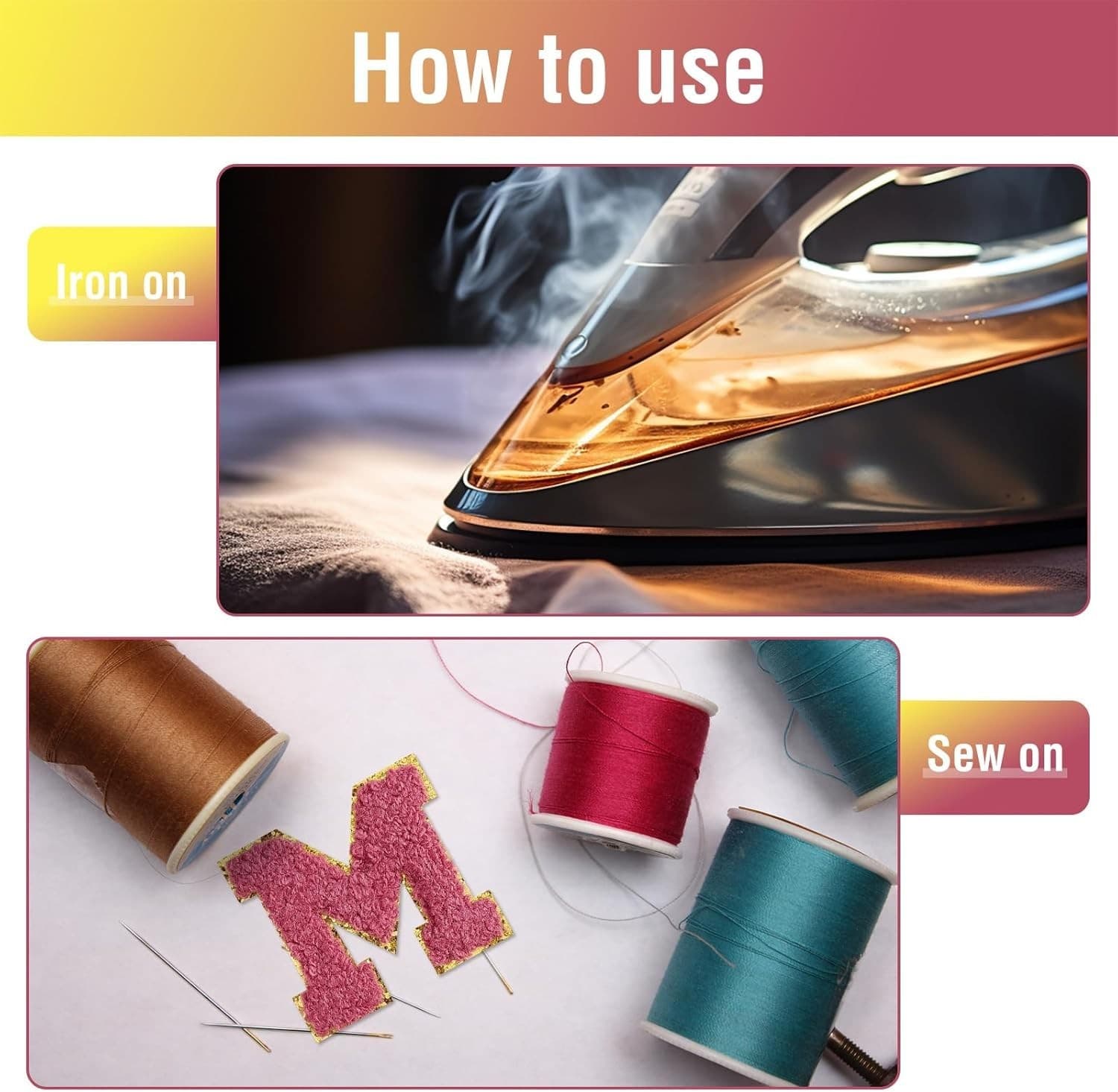 Mardi Gras Iron-On Letter Patches Alphabet Applique DIY Clothing – NEW - Thumbnail 2