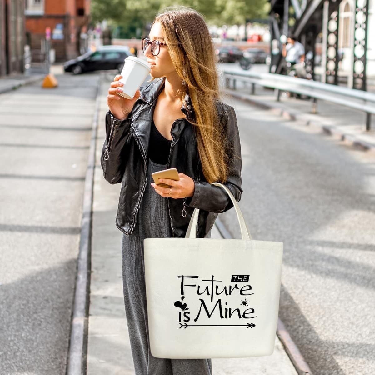 Inspirational Canvas Tote | Trendy Gift For Mom Daughter | “The Future Is Mine" - Thumbnail 5