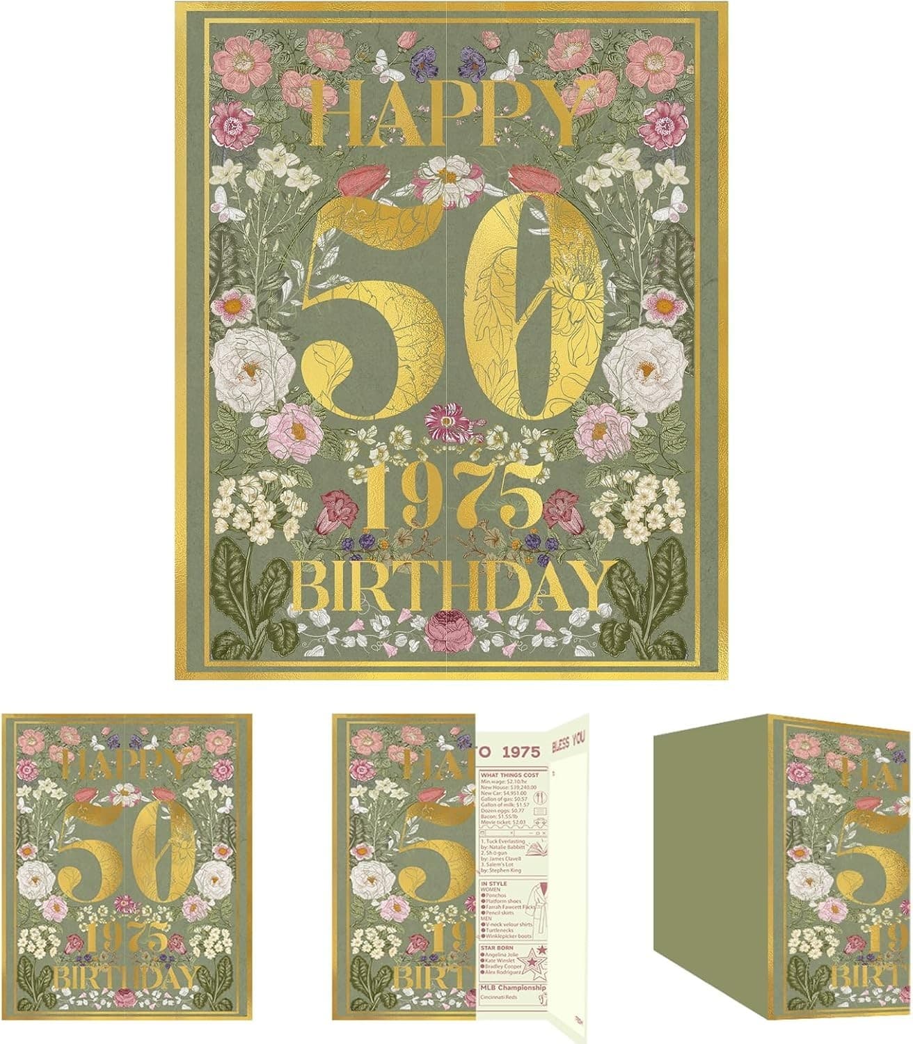 Large Happy 50th birthday card greeting card for 50 years old celebration cute