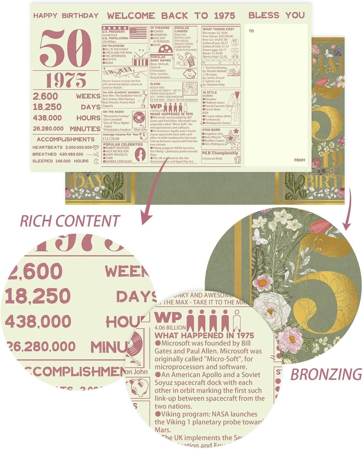 Large Happy 50th birthday card greeting card for 50 years old celebration cute - Thumbnail 6