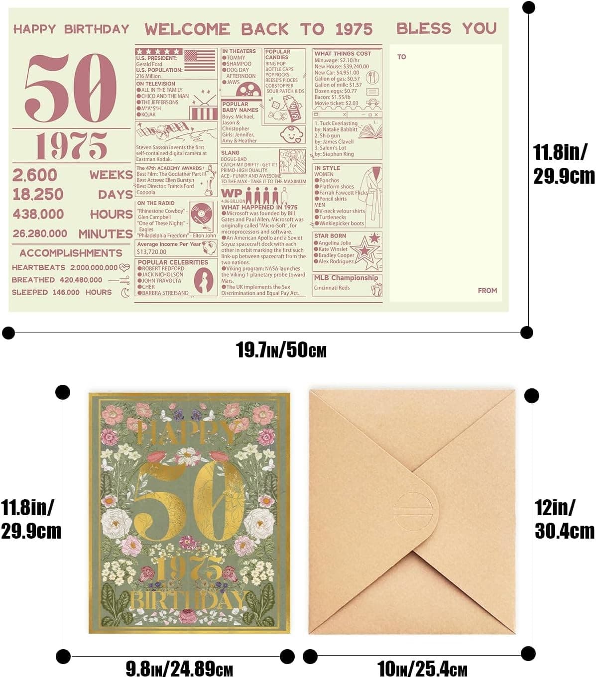 Large Happy 50th birthday card greeting card for 50 years old celebration cute - Thumbnail 3