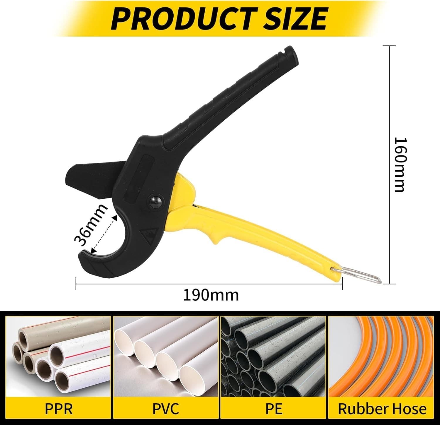 PVC Ratcheting Pipe Hose Rubber Cutter Tubing 1/8"- 1.25 " O.D. PPR HVAC ABS - Thumbnail 5