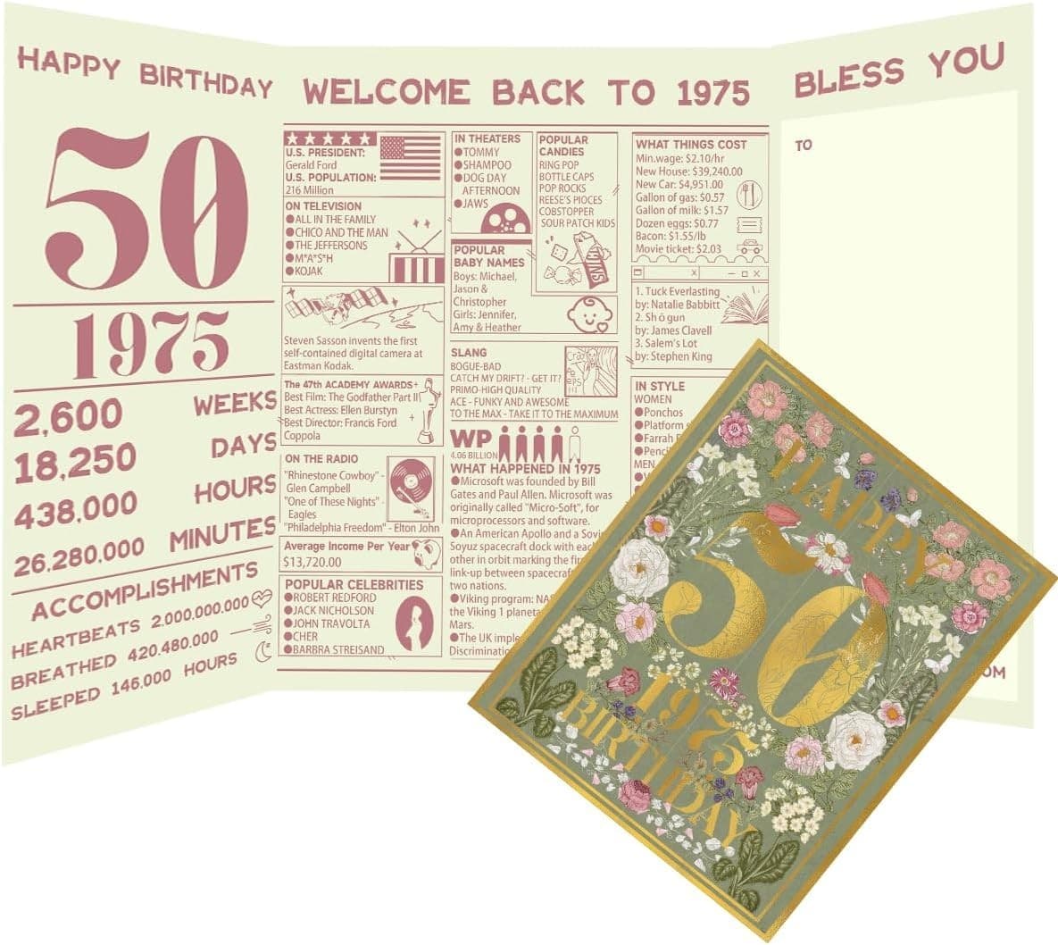 Large Happy 50th birthday card greeting card for 50 years old celebration cute - Thumbnail 4