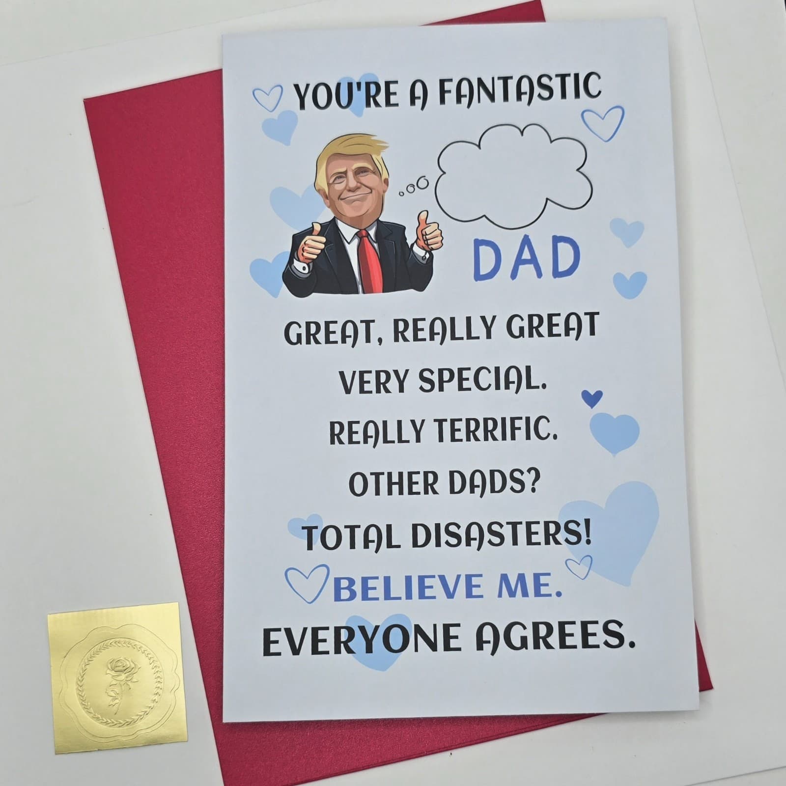 Funny Trump Greeting Card – Cartoon Design – Blank Inside – Fantastic Dad - NEW! - Thumbnail 2
