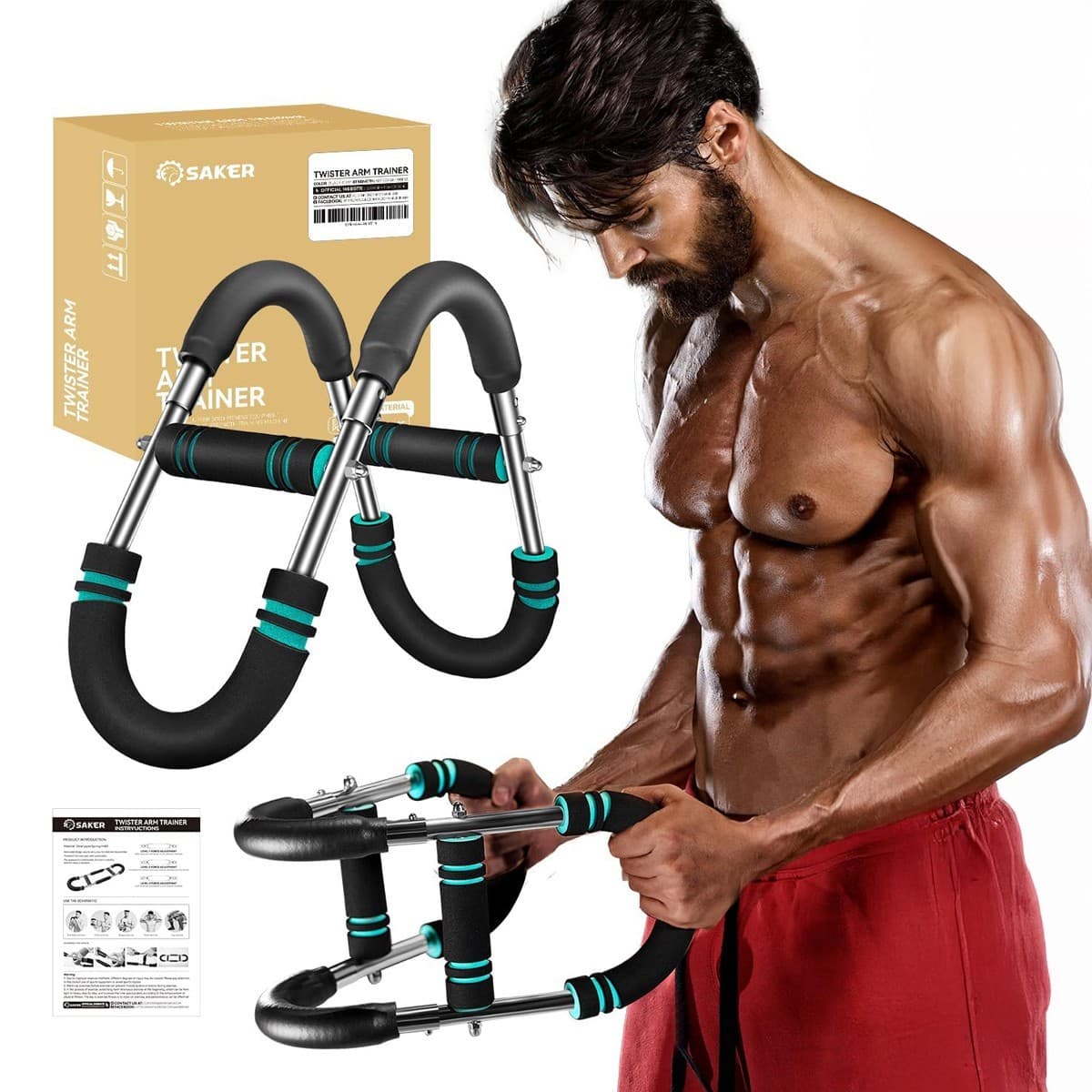 Saker Twister Arm Trainer – Adjustable Chest & Arm Workout – 20-60LB – Portable - Thumbnail 8