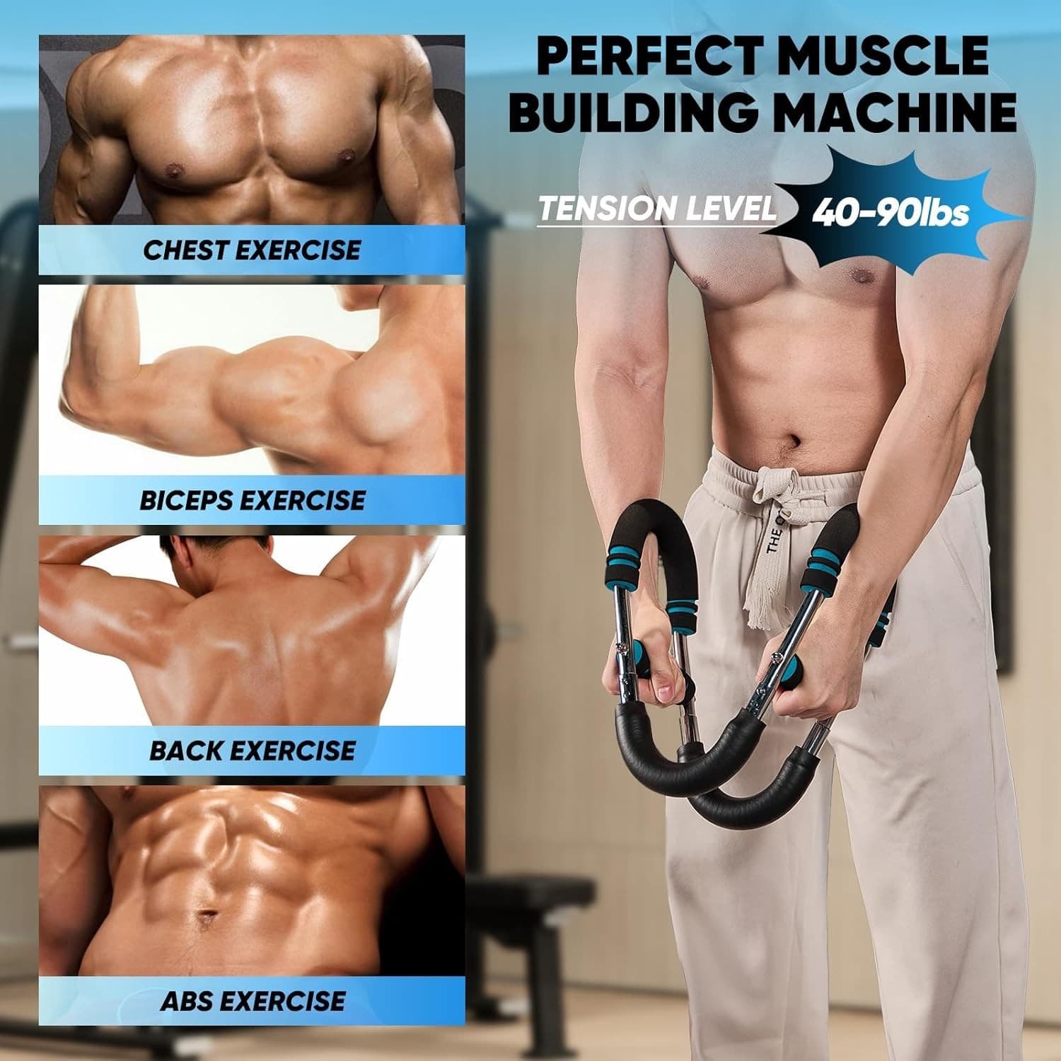 Saker Twister Arm Trainer – Adjustable Chest & Arm Workout – 20-60LB – Portable - Thumbnail 3