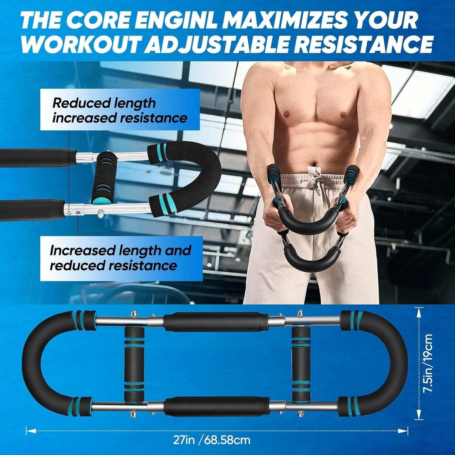 Saker Twister Arm Trainer – Adjustable Chest & Arm Workout – 20-60LB – Portable - Thumbnail 6