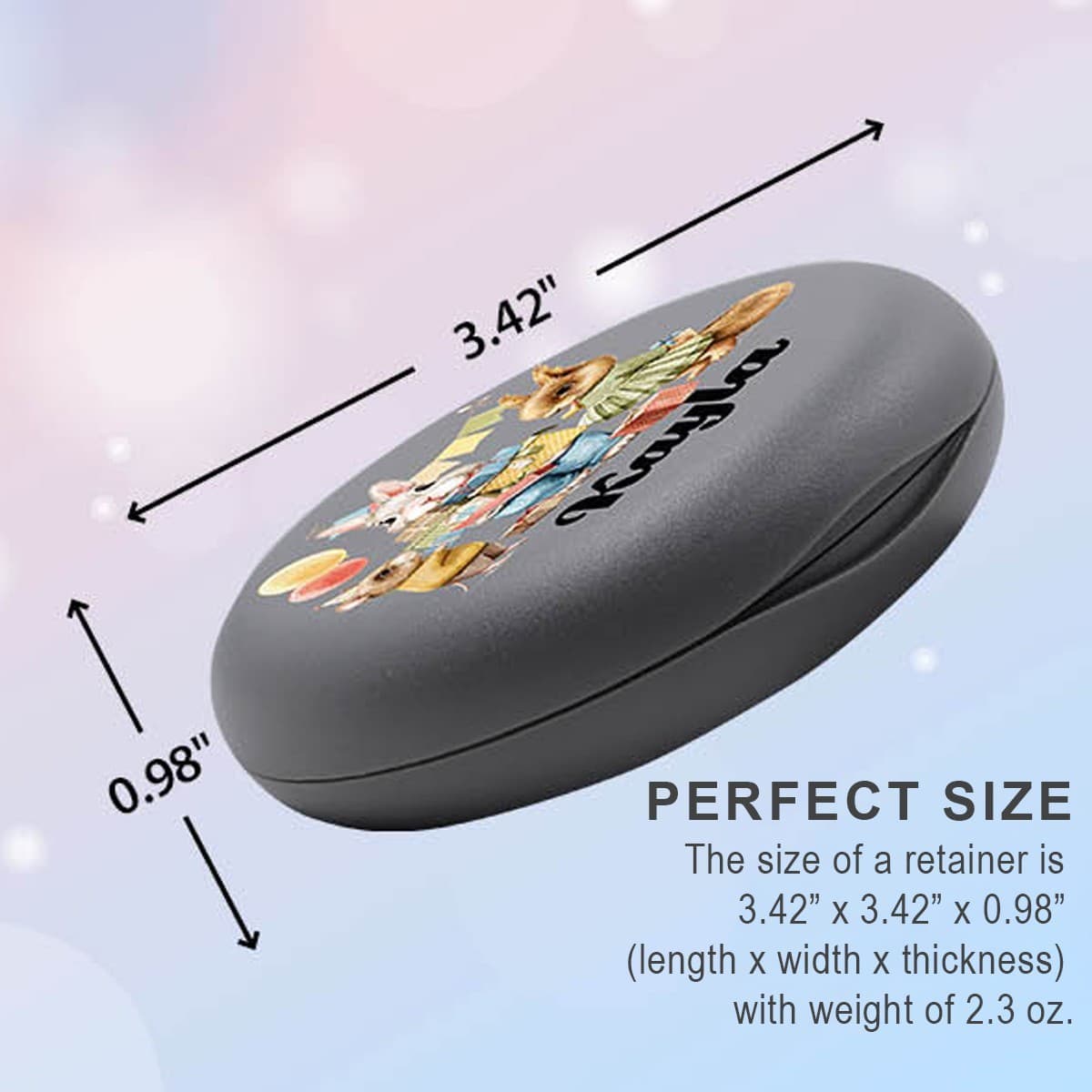 Retainer Case w/ Mirror – White – Butterfly Design – Magnetic Closure – Compact - Thumbnail 4