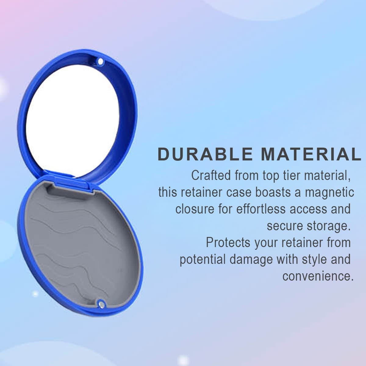 Retainer Case w/ Mirror – White – Butterfly Design – Magnetic Closure – Compact - Thumbnail 2