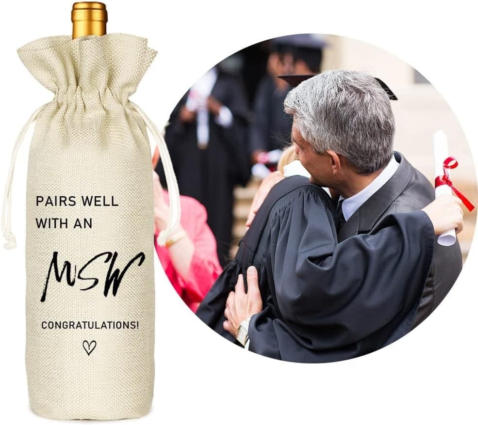 Master of Social Work Wine Bag – Grad Gift for Her/Him – Ready to Ship - Thumbnail 5