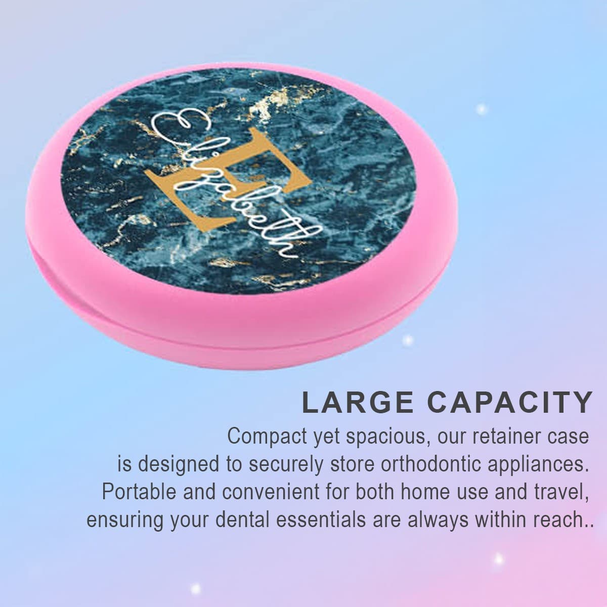 Retainer Case w/ Mirror – White – Butterfly Design – Magnetic Closure – Compact - Thumbnail 8