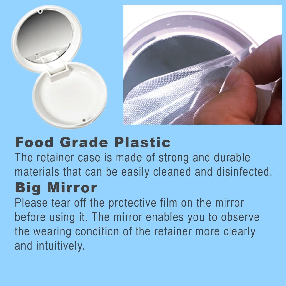 Retainer Case w/ Mirror – White – Butterfly Design – Magnetic Closure – Compact - Thumbnail 7