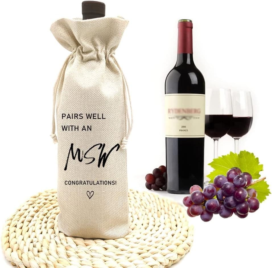 Master of Social Work Wine Bag – Grad Gift for Her/Him – Ready to Ship - Thumbnail 7
