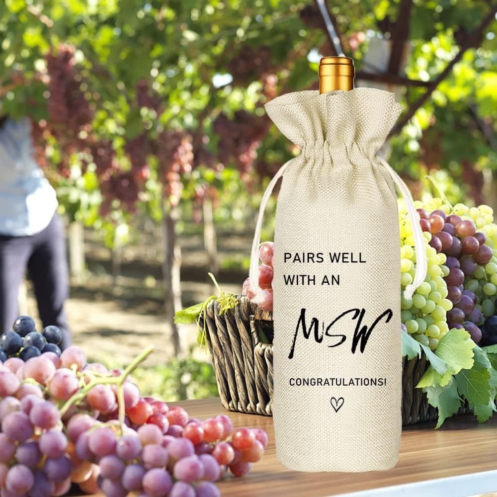 Master of Social Work Wine Bag – Grad Gift for Her/Him – Ready to Ship - Thumbnail 6