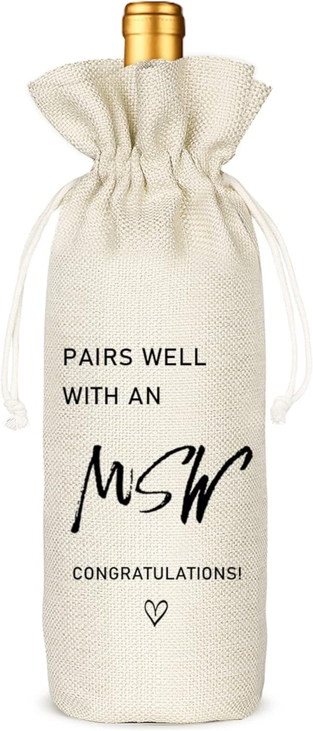 Master of Social Work Wine Bag – Grad Gift for Her/Him – Ready to Ship - Thumbnail 8