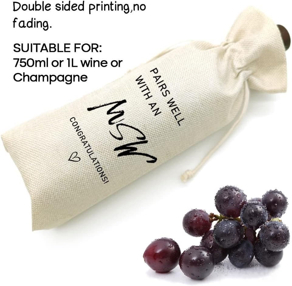 Master of Social Work Wine Bag – Grad Gift for Her/Him – Ready to Ship - Thumbnail 3