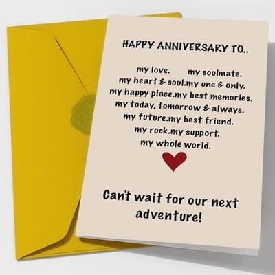Romantic Anniversary Card - Large 8.5"x5.5" with Gold Seal