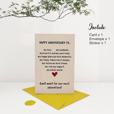 Romantic Anniversary Card - Large 8.5"x5.5" with Gold Seal - Thumbnail 7