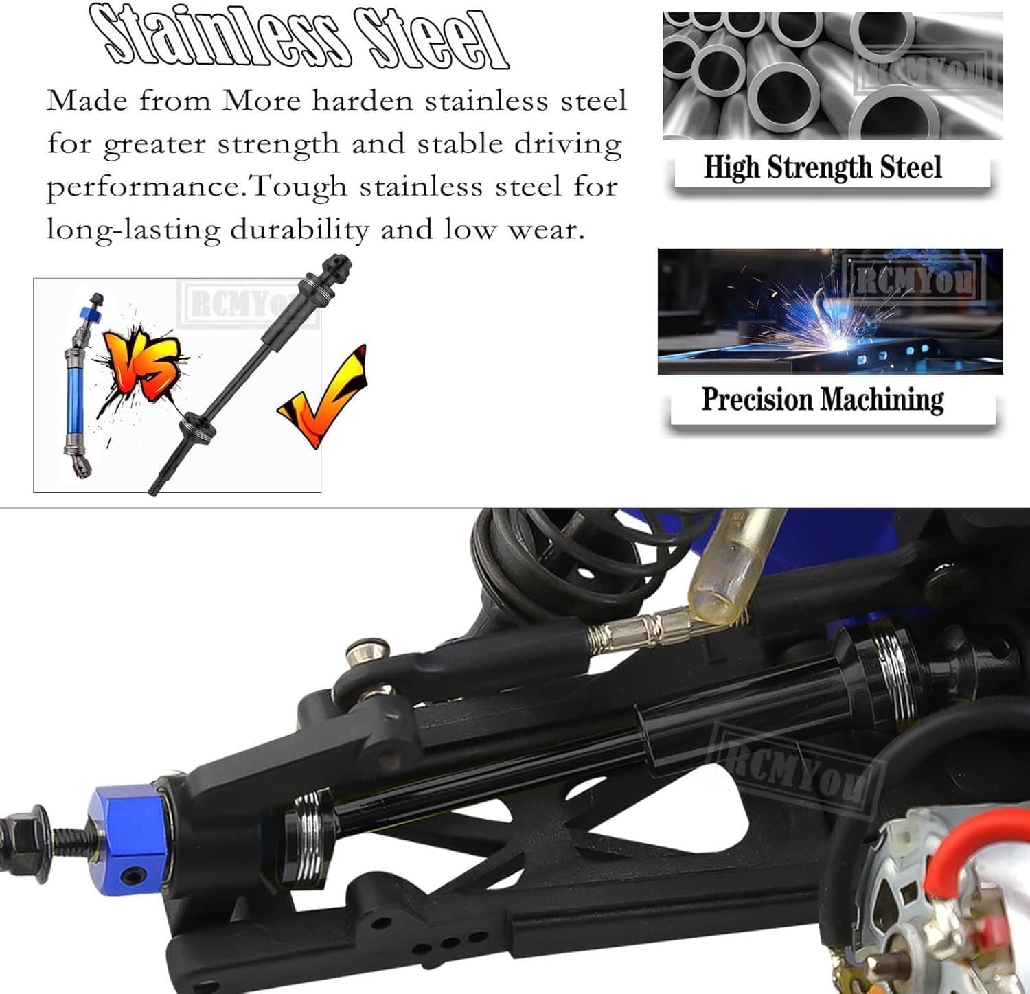 Upgrade Kit for 1/10 Slash 2WD Green Alloy Suspension Arms Shocks Axles (Green) - Thumbnail 8