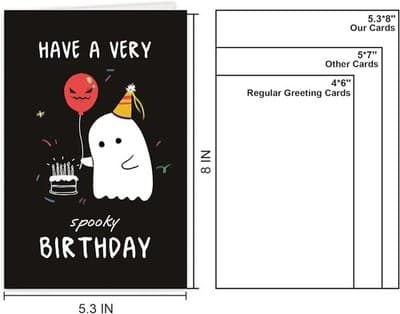 Funny Spooky Ghost Birthday Card - 8"x5.3" with Gold Seal - Thumbnail 2