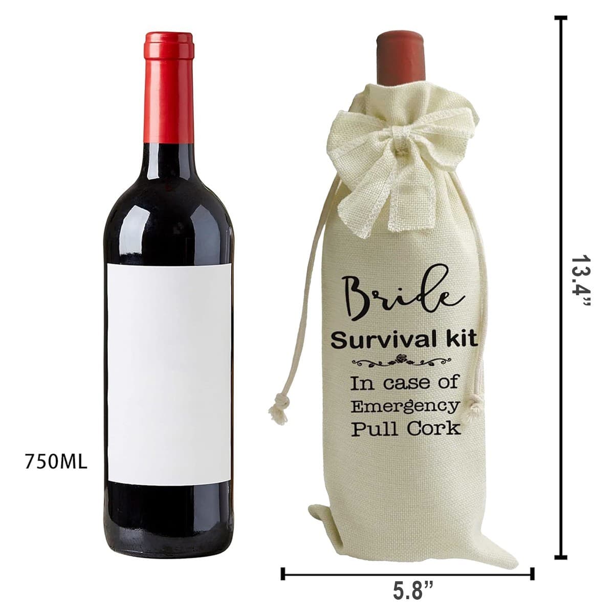 Wedding Wine Bag – Bride Survival Kit – Cotton Burlap – Wedding Party Gift – NEW - Thumbnail 2