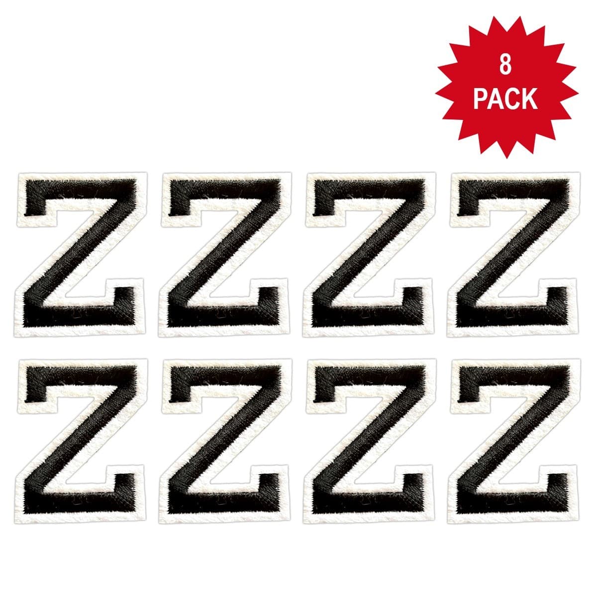 J. Carp Letter Z Iron-On Patches 2" Initial Alphabet Applique (8 Pcs) - NEW!