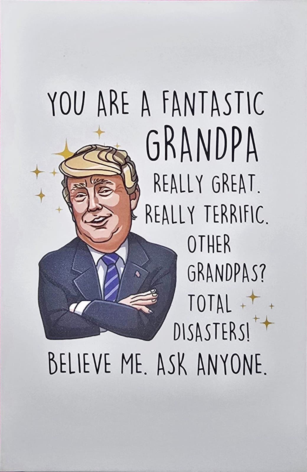 Funny Trump Greeting Card – Cartoon Design – Blank Inside – Grandpa