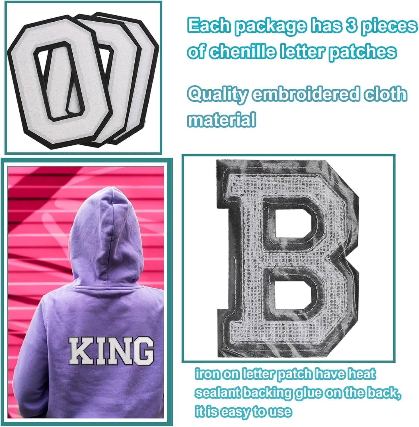 J. Carp Letter L Iron-On Patches 4.5" Initial Alphabet Applique (3 Pcs) - NEW! - Thumbnail 4