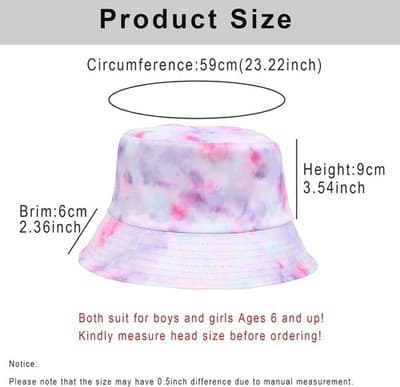 Kids Bucket Hat for Boys Girls Travel Holiday Beach Sun Hat for Ages 6+ - Thumbnail 2