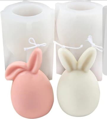 2-Pack 3D Bunny Silicone Molds – DIY Candles Soap Icecubs - DIY Gift Set!