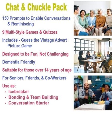 Chat & Chuckle Pack –Fun Prompts for Seniors Teams & Friends - Dementia Friendly - Thumbnail 2