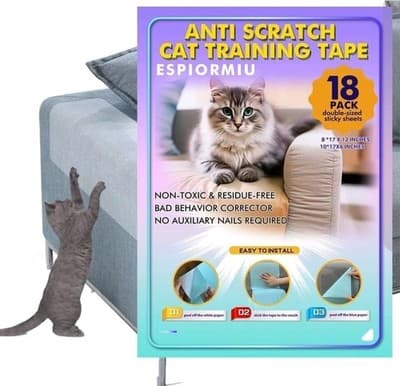 Cat Scratch Furniture Protector/Deterrent 18 Pack, Double-Sided AntiScratch Tape