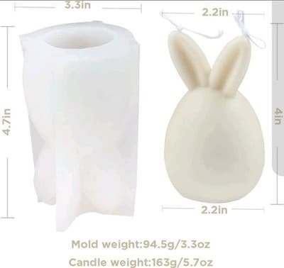 2-Pack 3D Bunny Silicone Molds – DIY Candles Soap Icecubs - DIY Gift Set! - Thumbnail 4