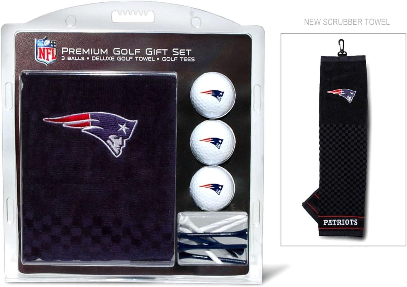 Team Golf NFL New England Patriots Gift Set Towel 3 Balls 14 Tees Xmas Fan Prese