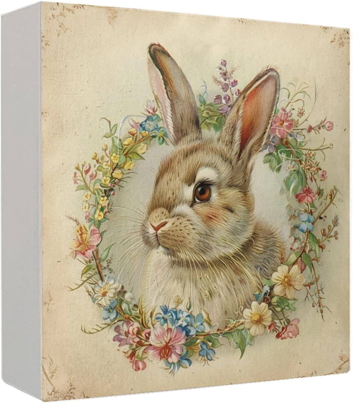 Spring Rabbit | Rustic Wood Desk Sign 5x5 | Desk Decor | Gift Idea | NEW!