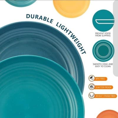 Colorful Wheat Straw Plates Set of 6 | 10" Eco Dinnerware | Microwave Safe - Thumbnail 5