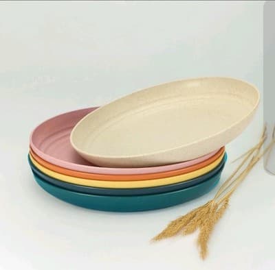 Colorful Wheat Straw Plates Set of 6 | 10" Eco Dinnerware | Microwave Safe