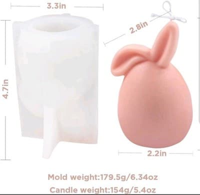 2-Pack 3D Bunny Silicone Molds – DIY Candles Soap Icecubs - DIY Gift Set! - Thumbnail 3