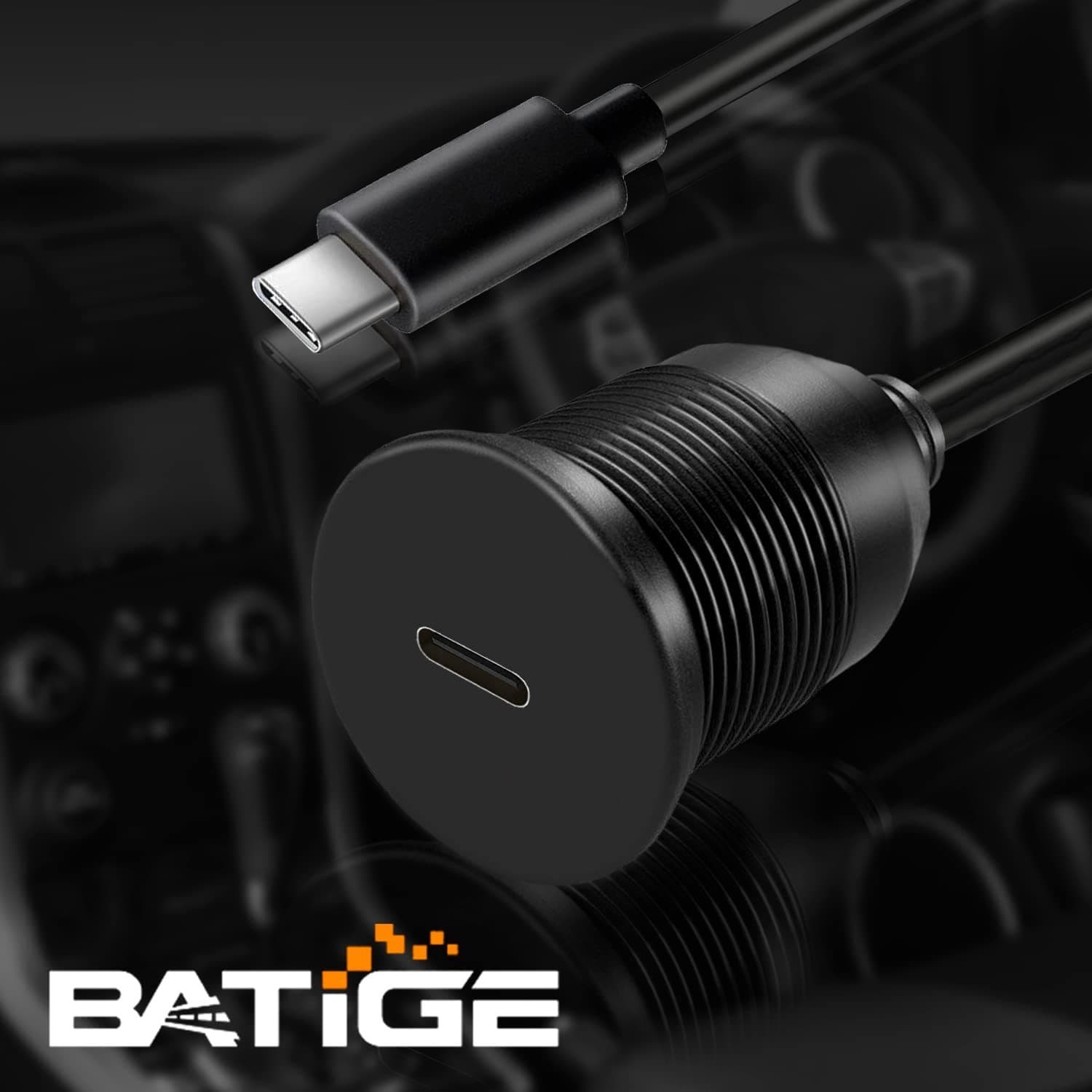 USB-C 3.1 Panel Mount Cable – BATIGE 3ft Extension – Car/Boat/Motorcycle/Truck - Thumbnail 6