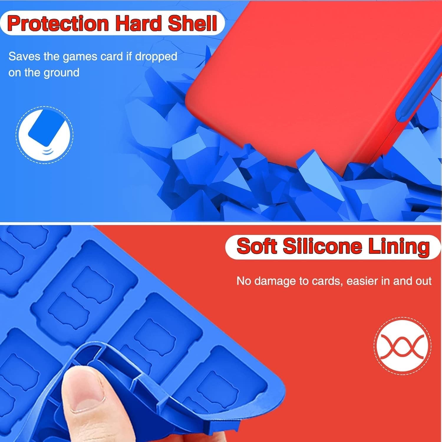 Switch/Switch 2 Game Card Case 36 Slots + 72 Micro SD Holder Red Blue - Thumbnail 3