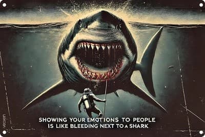 Tin Metal Sign Showing Your Emotions to People Is Like Bleeding 8x12