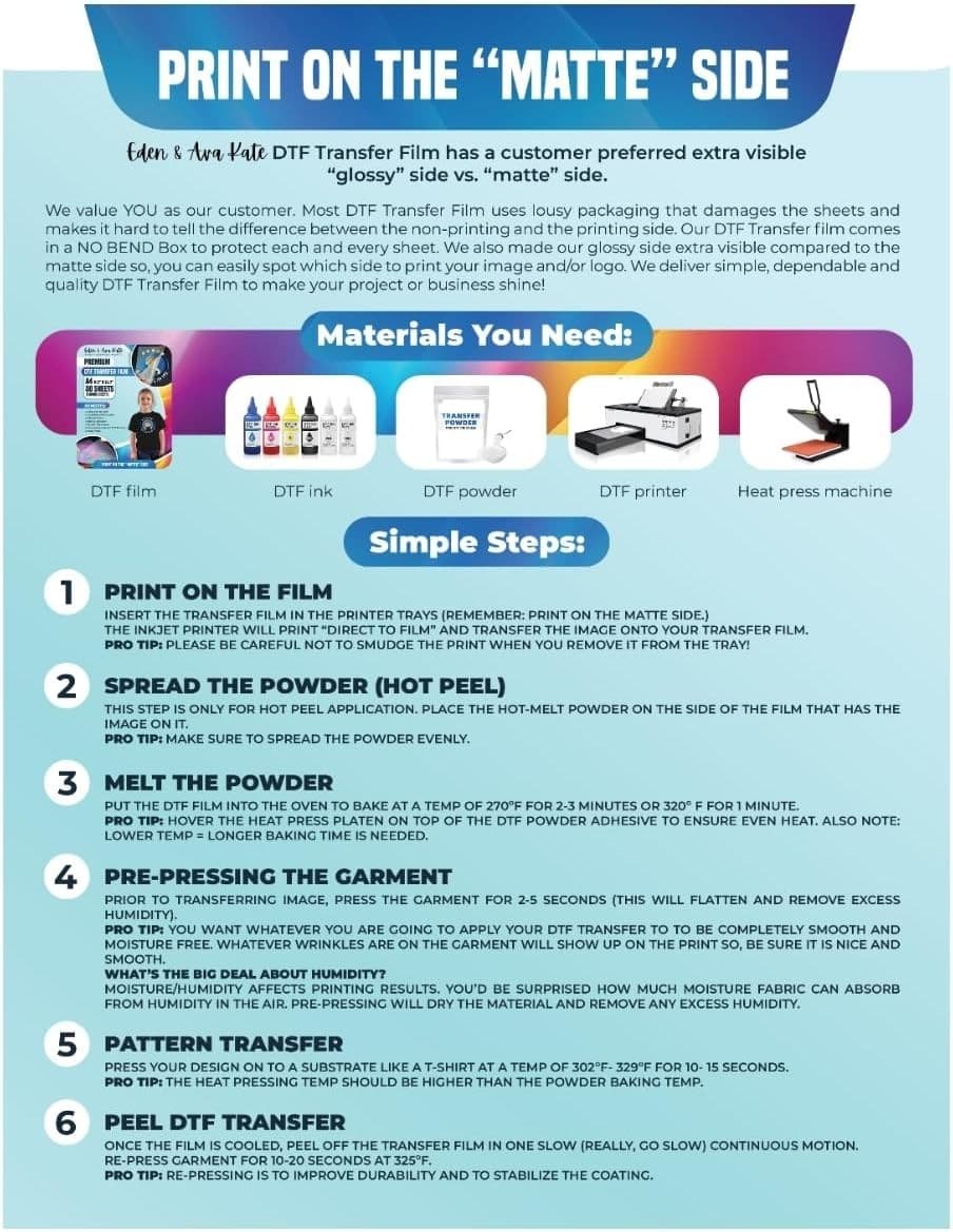 T-Shirt Heat Transfer Paper – 50+5 Bonus Sheets – DTF PET – A4 Matte - Thumbnail 4