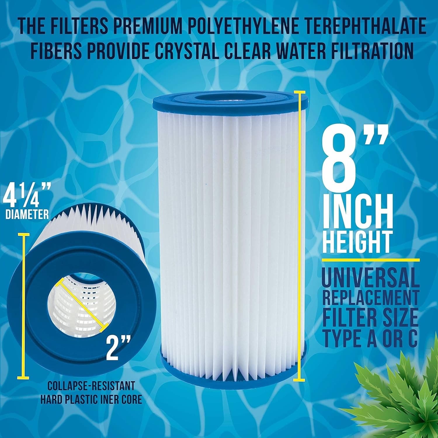 Universal Pool Filter Cartridge 4-Pack | Type A or C Filter Replacement | NEW!| - Thumbnail 2