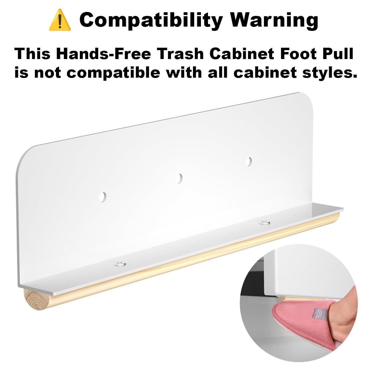 Trash Cabinet Foot Pull Hands-Free Garbage Drawer Opener - Easy Install - NEW!