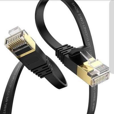Cat7 Ethernet Cable 3FT Flat Black 2 Pack – High Speed LAN Network Cord - NEW! - Thumbnail 2