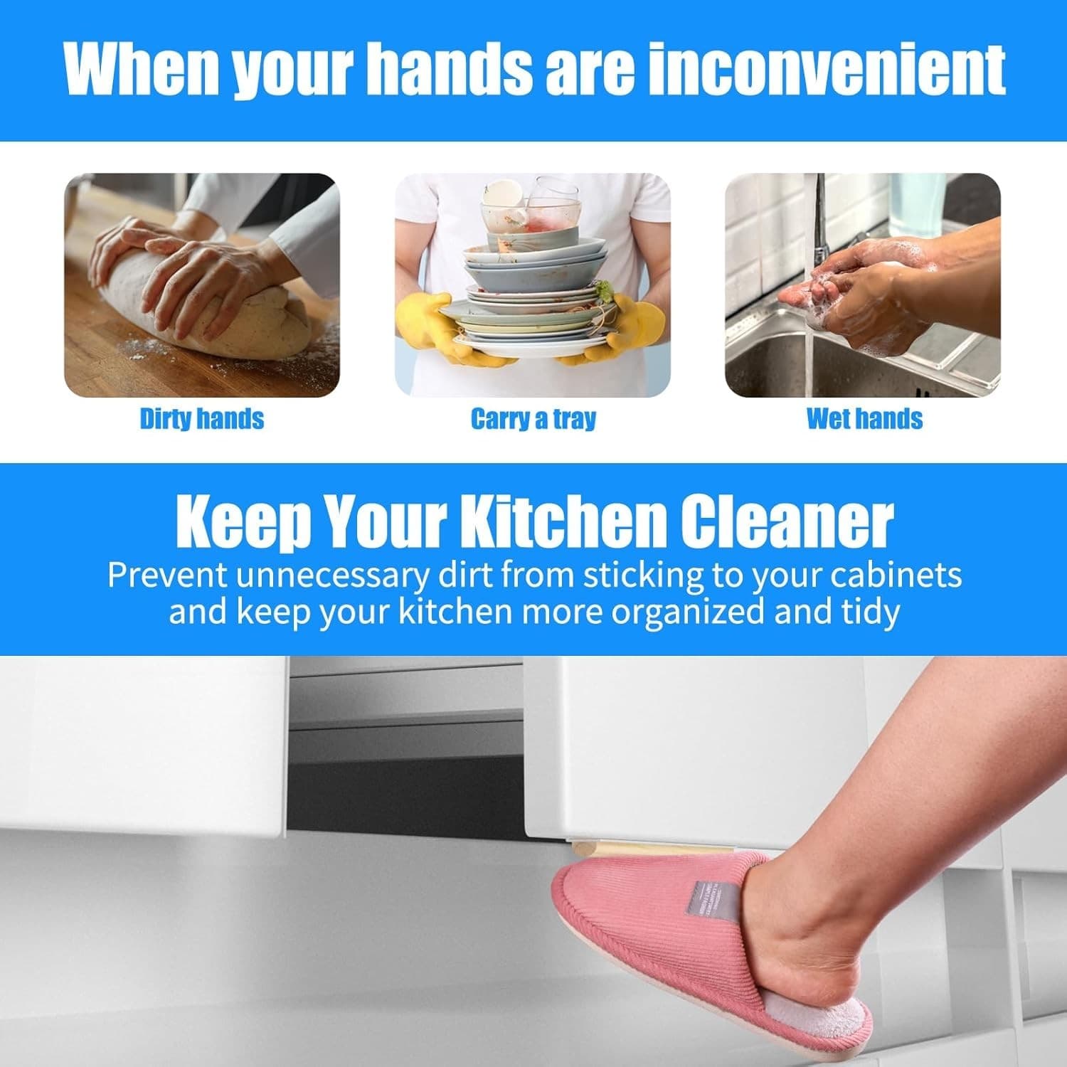 Trash Cabinet Foot Pull Hands-Free Garbage Drawer Opener - Easy Install - NEW! - Thumbnail 6